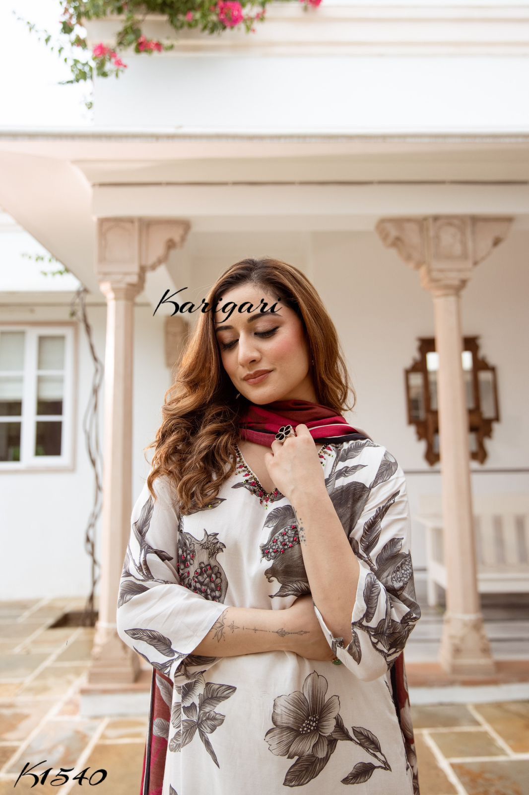 karigari by DKH K1540 Premium viscose muslin 3 pc suit set