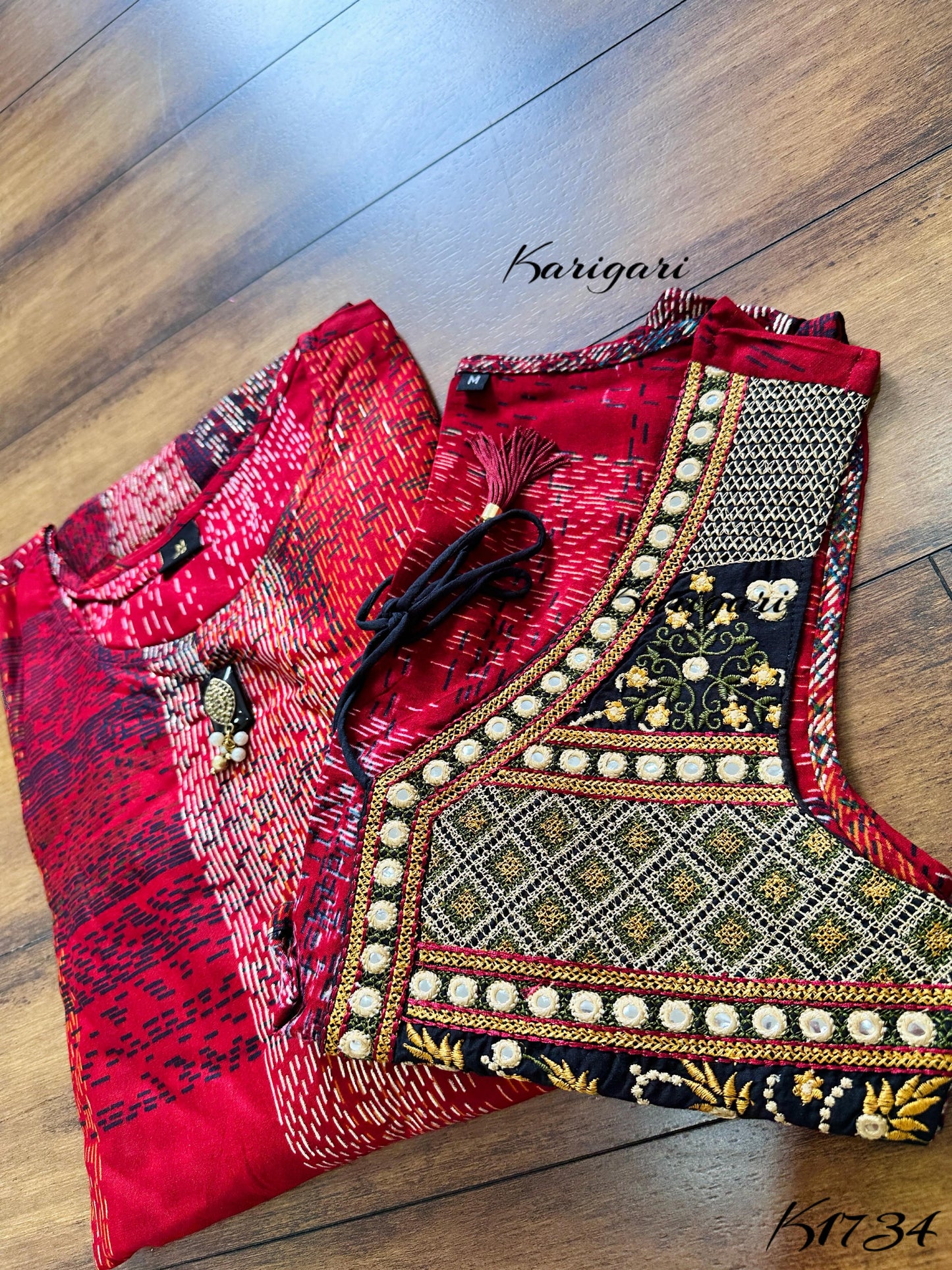 Elegant Rayon Printed Gown with Embroidered Mirror Work Jacket