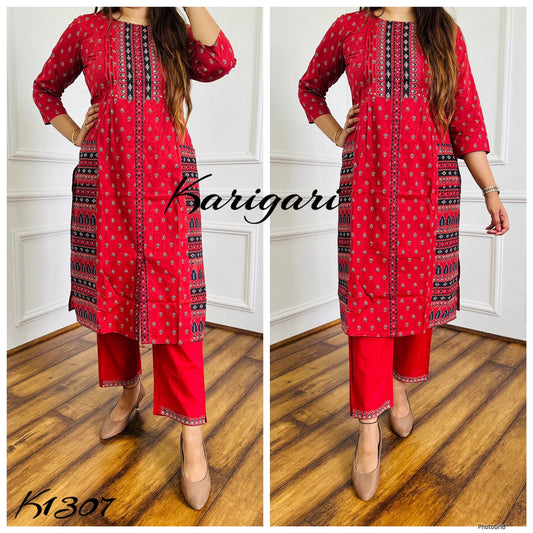 karigari by DKH k1307  Premium cotton straight 3pc suit set