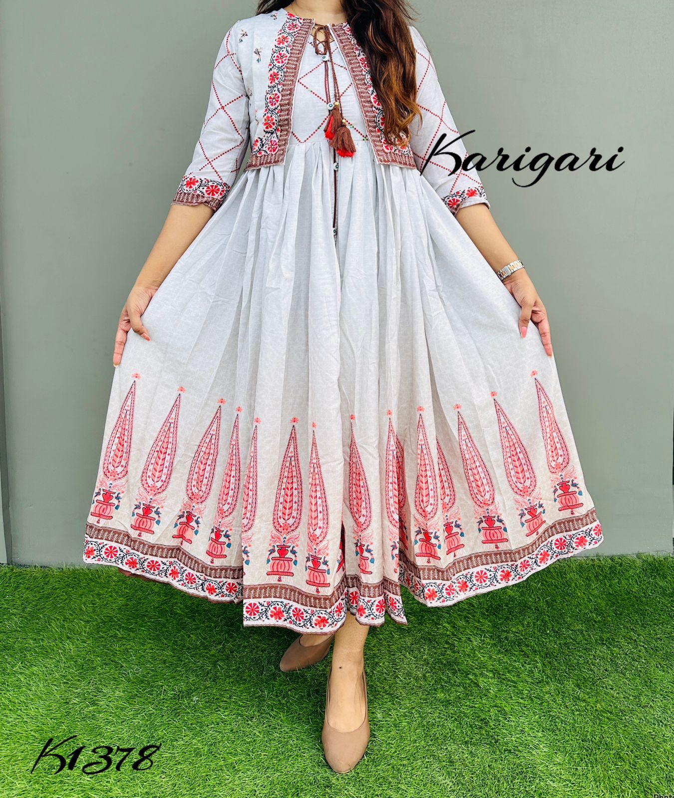 Karigari by DKH k1378  Premium modal fabric beautifully printed flare gown