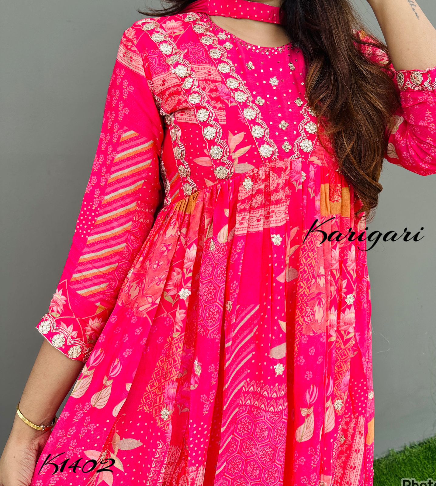 karigari by DKH k1402  Premium pure Georgette Alia pattern gown