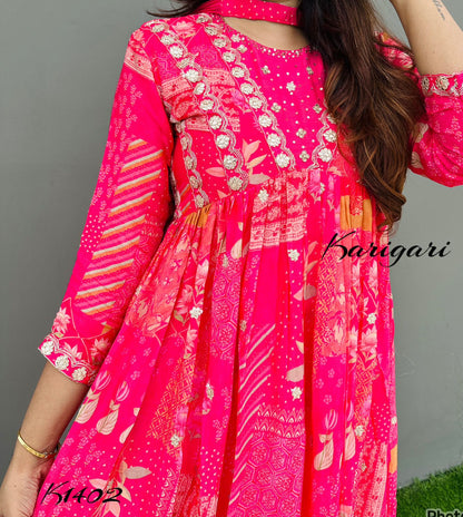 karigari by DKH k1402  Premium pure Georgette Alia pattern gown