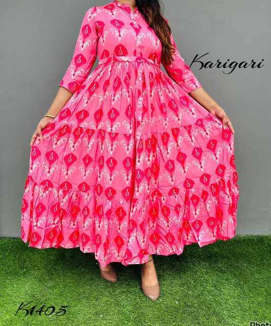 k1405 Premium Russian silk gown beautifully printed…