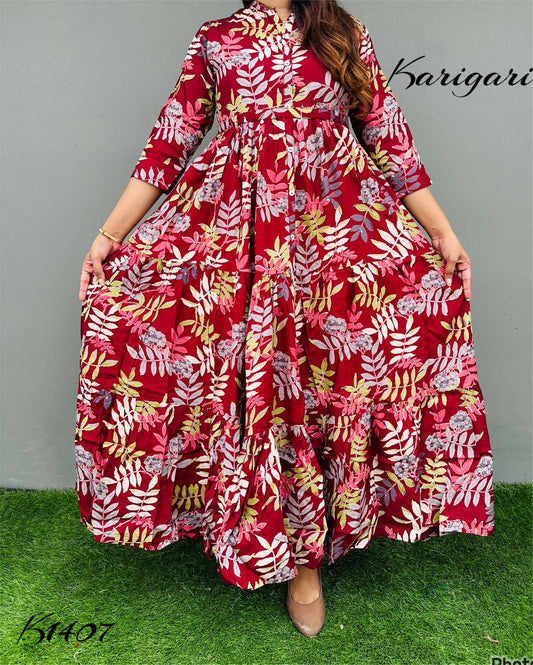 k1407 Premium Russian silk &nbsp;gown beautifully printed…