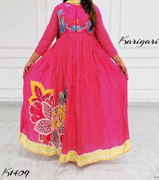 K1409 Premium pure georgette designer lehriya