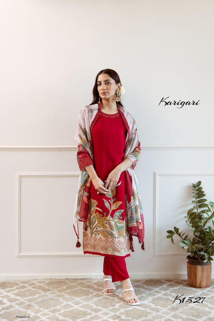 karigari by DKH K1527 Premium viscose muslin 3 pc suit set