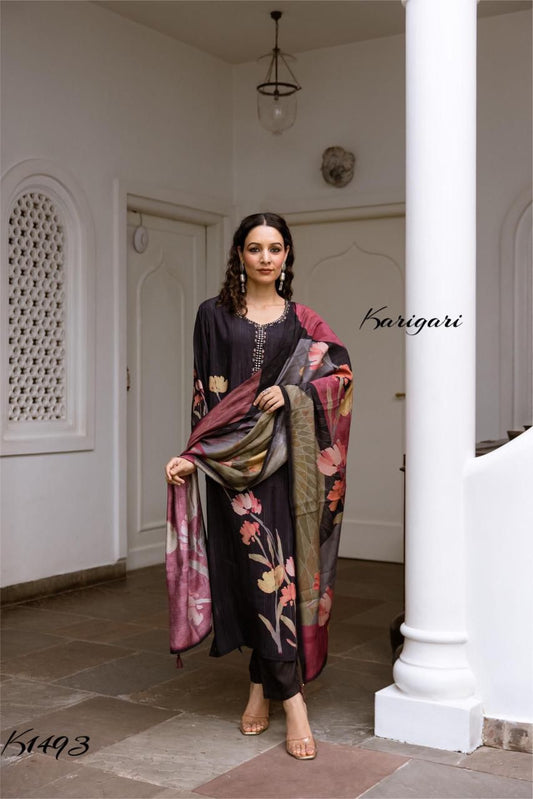 karigari by DKH k1493 Premium modal muslin 3 pc suit set