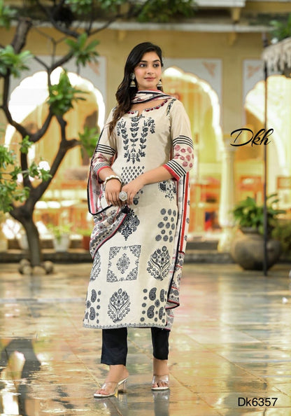 DKH Dk6357  Premium heavy muslin 3 pc suit set