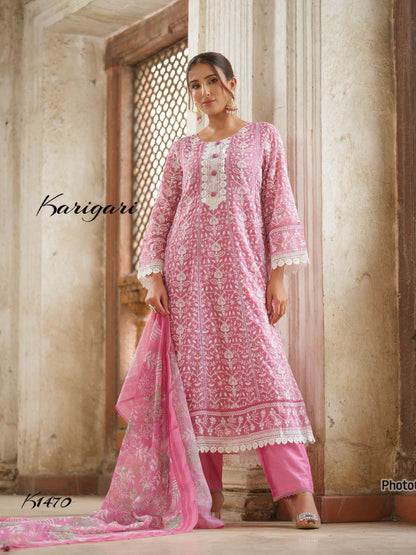 karigari by DKH k1470  Premium organza  3 pc suit set