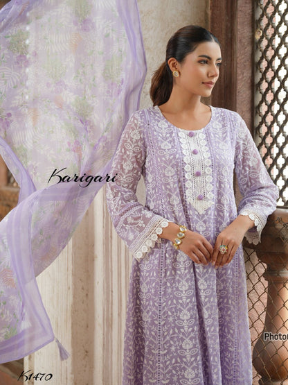 karigari by DKH k1470  Premium organza  3 pc suit set