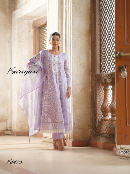 karigari by DKH k1470  Premium organza  3 pc suit set