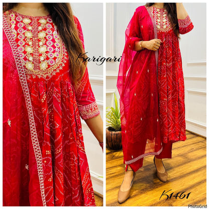 karigari by DKH k1461 Premium heavy rayon  3 pc suit set