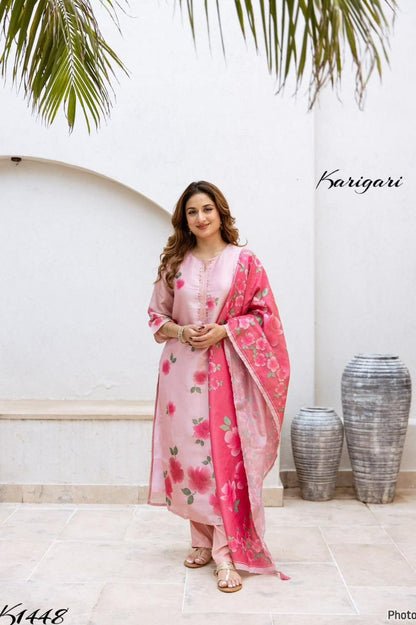 Karigari by DKH K1448 Premium tissue fabric  3 pc suit set
