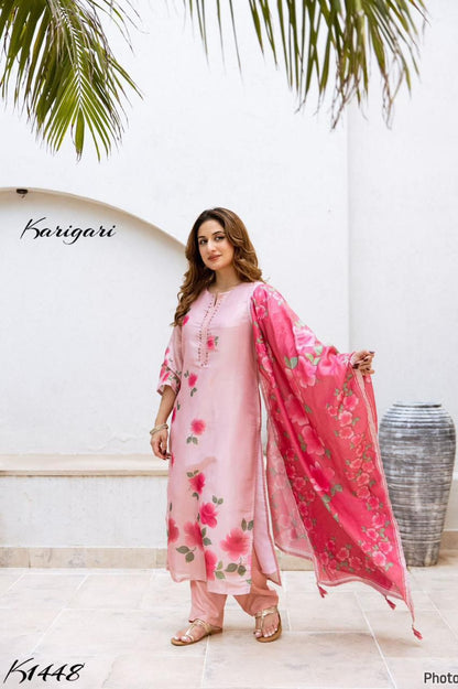 Karigari by DKH K1448 Premium tissue fabric  3 pc suit set