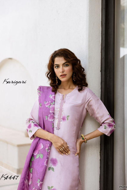 Karigari by DKH K1447  Premium tissue  fabric 3 pc suit set