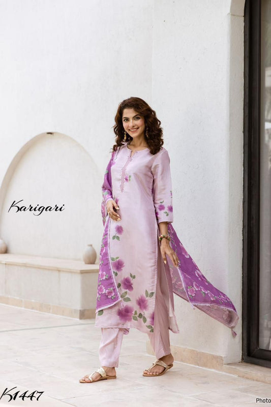 Karigari by DKH K1447  Premium tissue  fabric 3 pc suit set