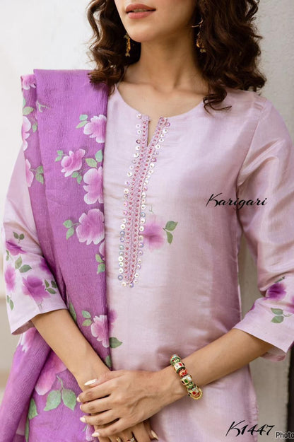 Karigari by DKH K1447  Premium tissue  fabric 3 pc suit set