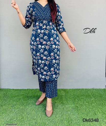 DKH Dk6348   Premium cotton printed 3 pc suit set