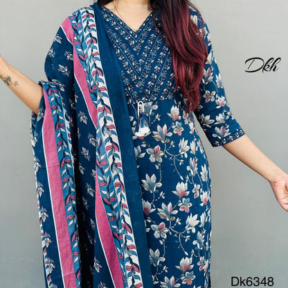 DKH Dk6348   Premium cotton printed 3 pc suit set