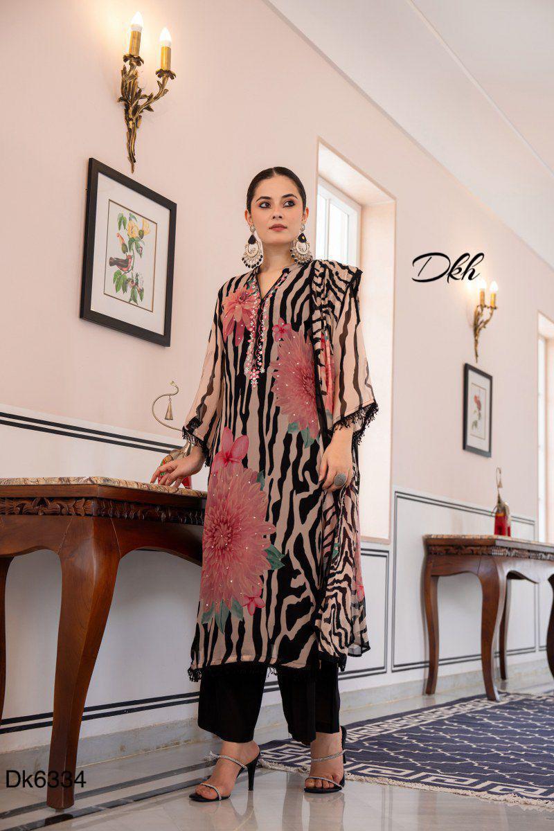 DKH Dk6334  Premium shimmer organza 3 pc suit set
