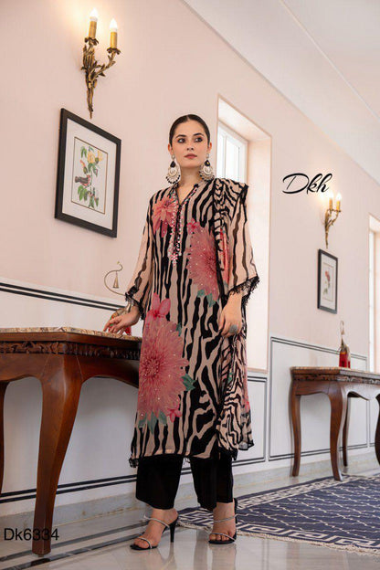 DKH Dk6334  Premium shimmer organza 3 pc suit set