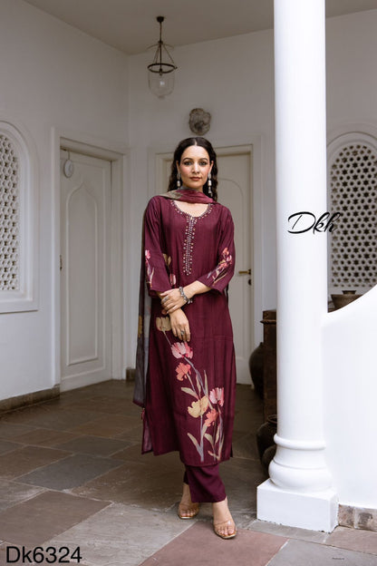 DKH Dk6324  Premium modal muslin 3 pc suit set