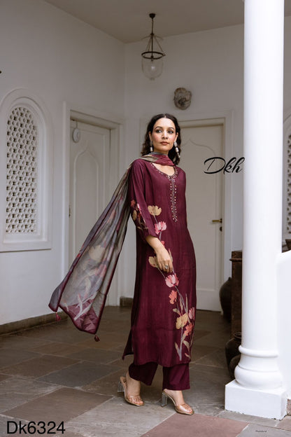 DKH Dk6324  Premium modal muslin 3 pc suit set
