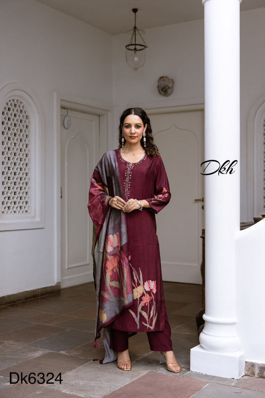 DKH Dk6324  Premium modal muslin 3 pc suit set