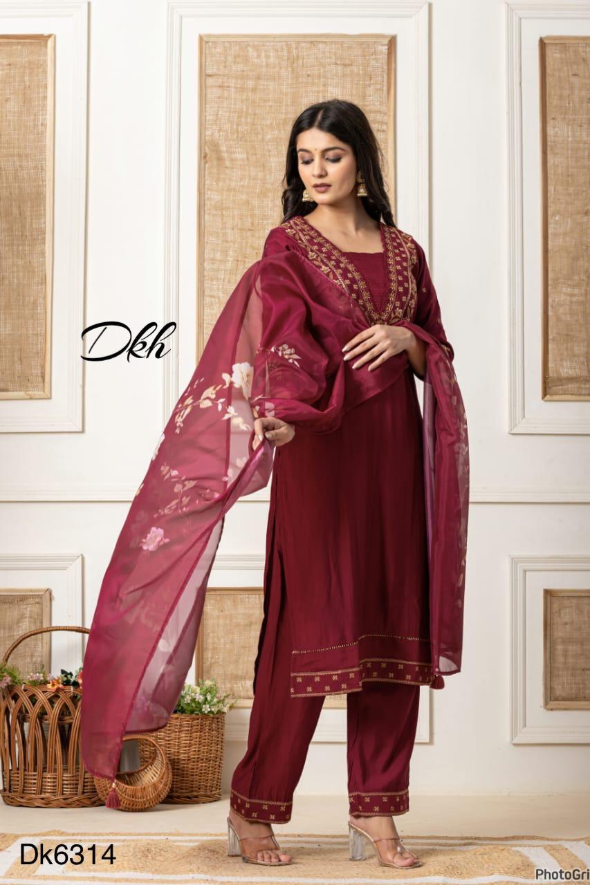 Dkh Dk6314  Premium roman silk 3 pc suit set