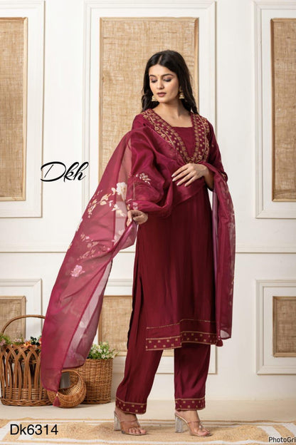 Dkh Dk6314  Premium roman silk 3 pc suit set