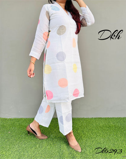 DKH Dk6293  Premium linen kurti plazo set