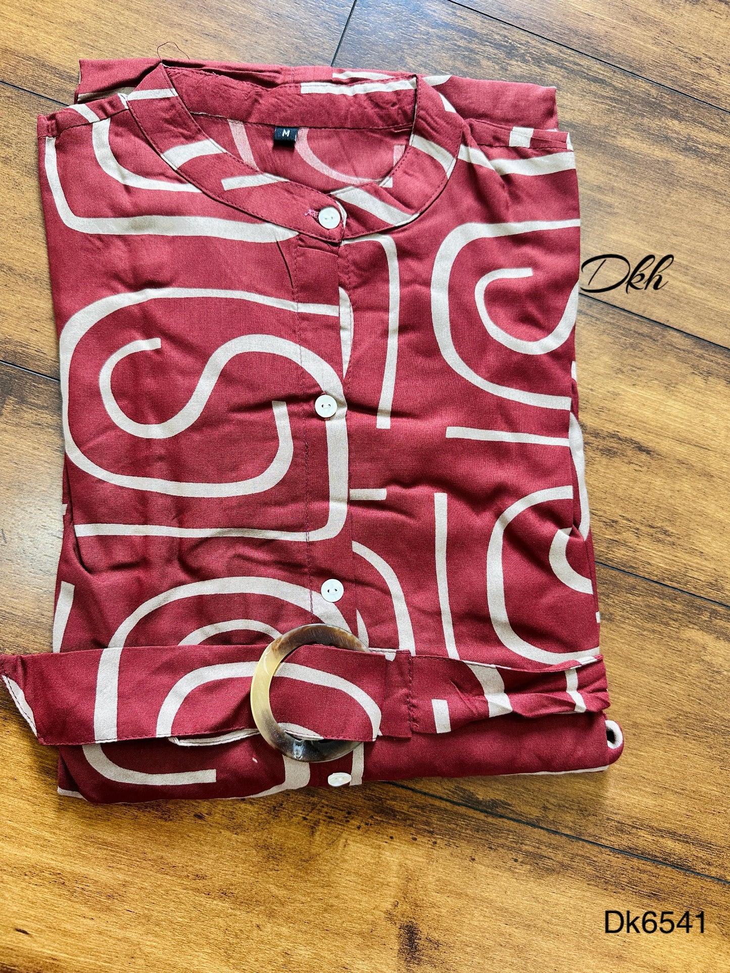 Trendy Maroon Rayon Printed Dress with Belt – Casual & Chic Style