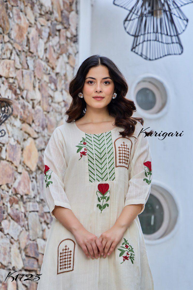 Elegant Cotton Cord Set with Intricate Embroidery – K1725