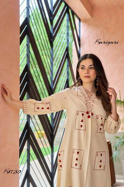 Trendy Cotton 2-Piece Set with Unique Card Print – K1730