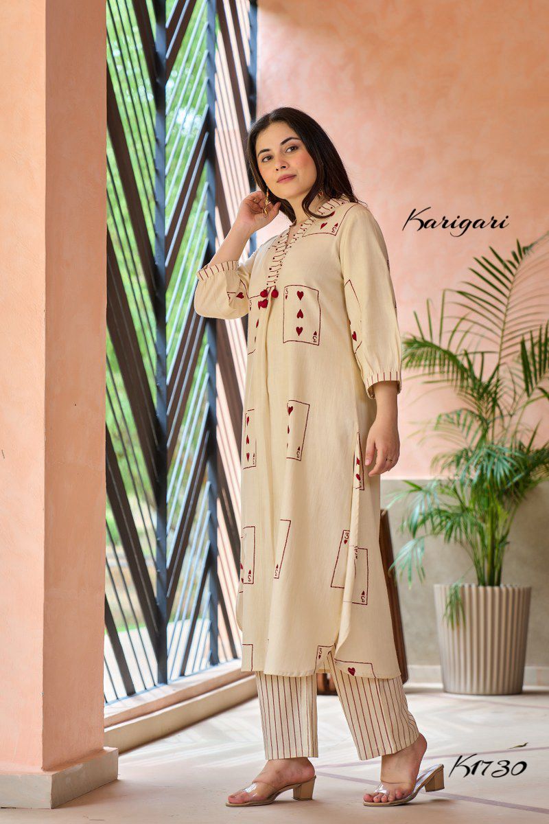 Trendy Cotton 2-Piece Set with Unique Card Print – K1730